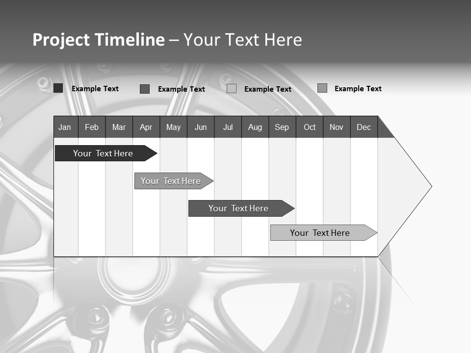 Close Up Rendering Part Of Chrome Car Rim (3D) PowerPoint Template