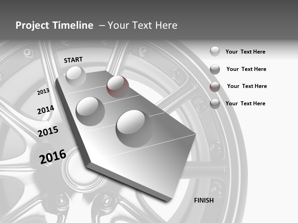 Close Up Rendering Part Of Chrome Car Rim (3D) PowerPoint Template