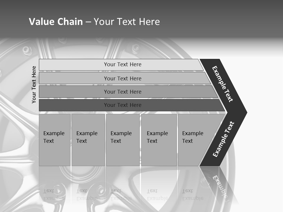 Close Up Rendering Part Of Chrome Car Rim (3D) PowerPoint Template
