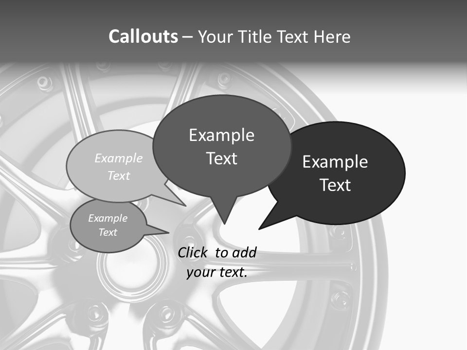 Close Up Rendering Part Of Chrome Car Rim (3D) PowerPoint Template