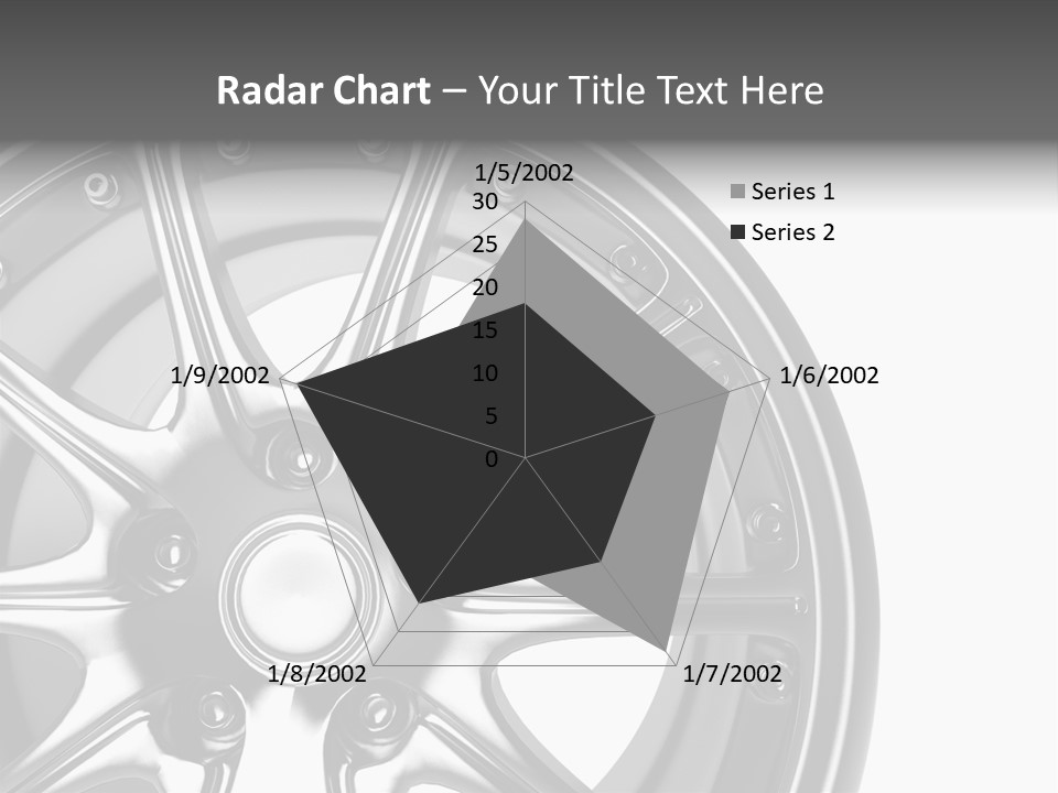 Close Up Rendering Part Of Chrome Car Rim (3D) PowerPoint Template