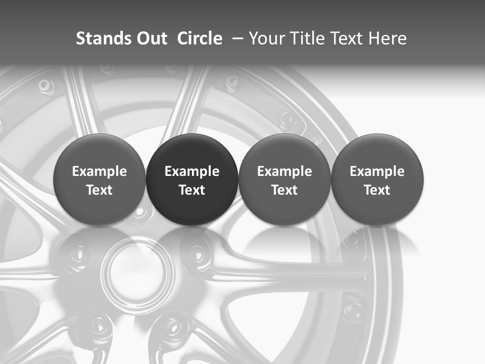 Close Up Rendering Part Of Chrome Car Rim (3D) PowerPoint Template