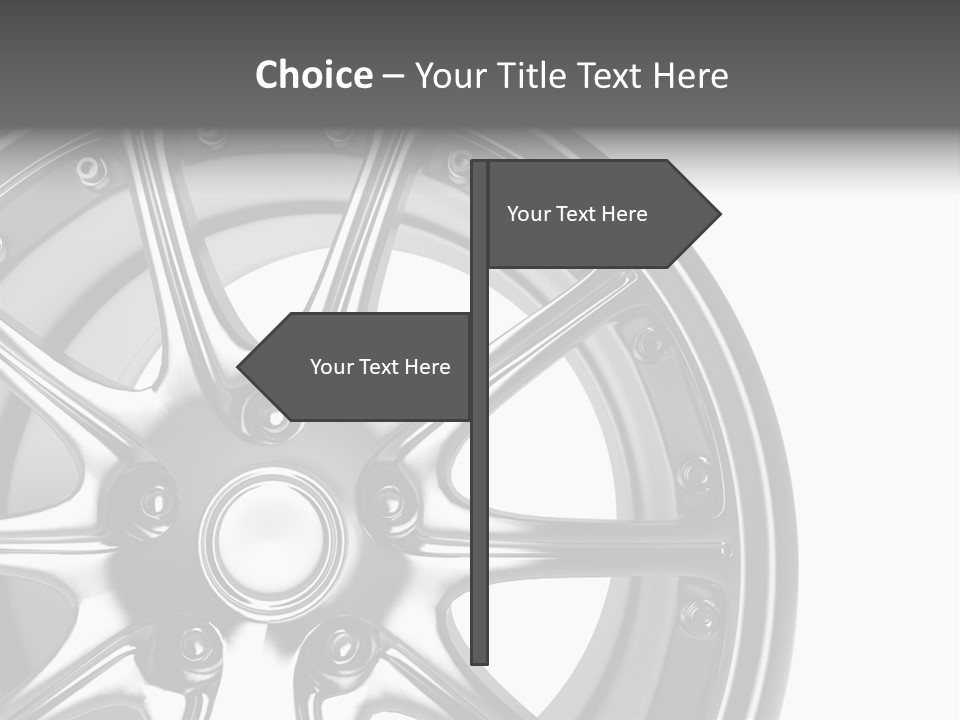 Close Up Rendering Part Of Chrome Car Rim (3D) PowerPoint Template