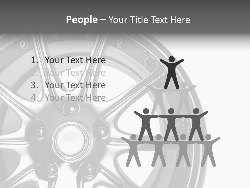 Close Up Rendering Part Of Chrome Car Rim (3D) PowerPoint Template