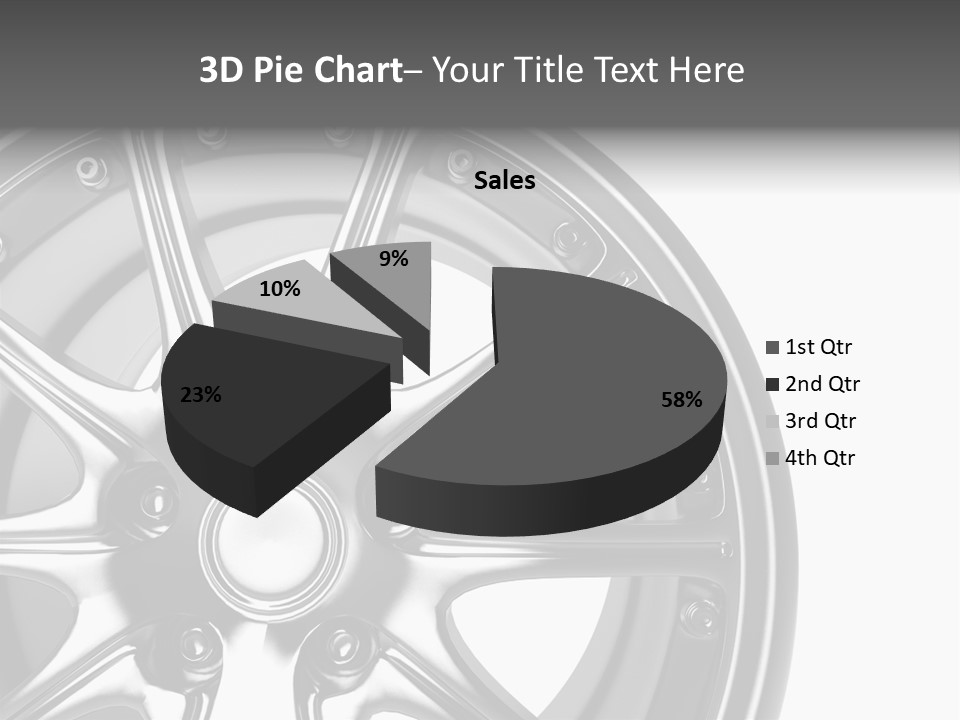 Close Up Rendering Part Of Chrome Car Rim (3D) PowerPoint Template