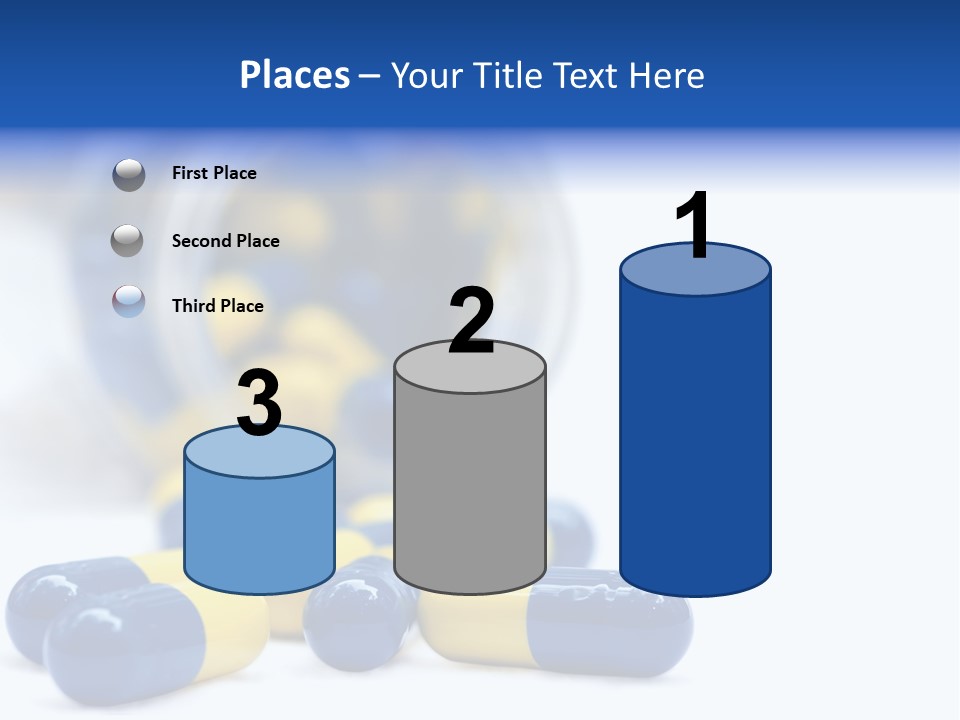 Blue And Yellow Pills Spilling Out Of A Jar PowerPoint Template