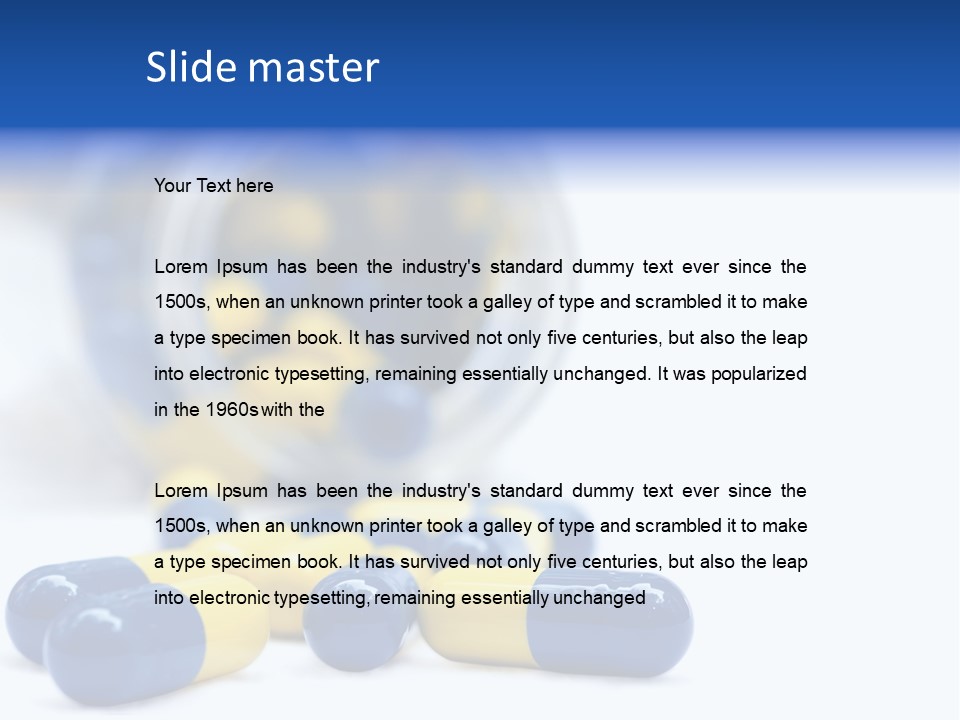 Blue And Yellow Pills Spilling Out Of A Jar PowerPoint Template