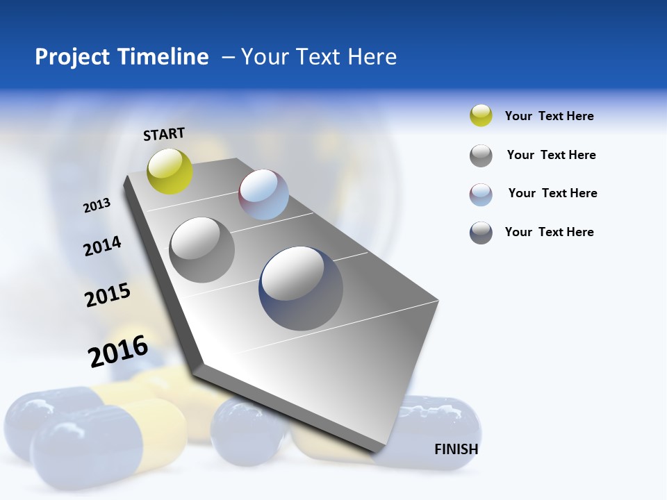 Blue And Yellow Pills Spilling Out Of A Jar PowerPoint Template
