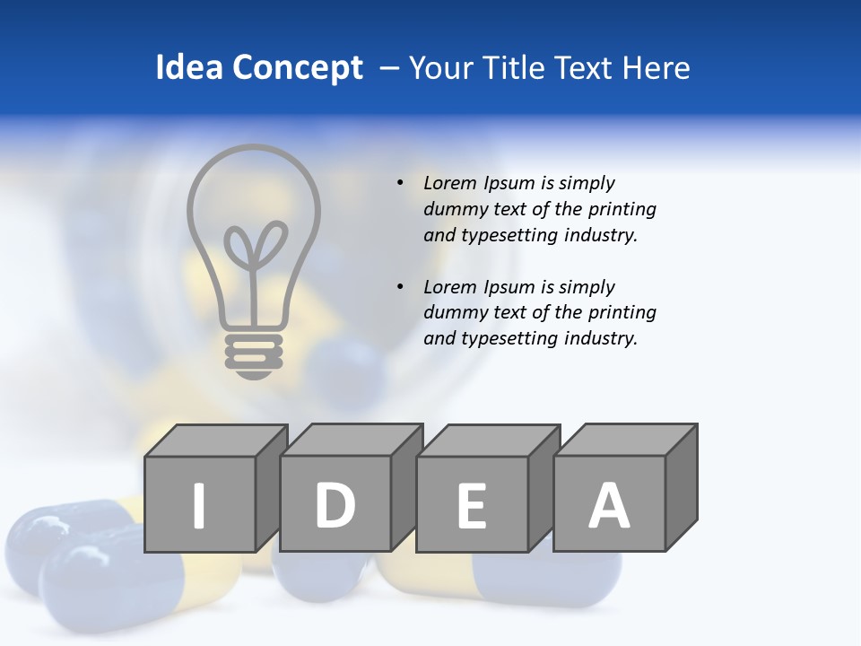 Blue And Yellow Pills Spilling Out Of A Jar PowerPoint Template