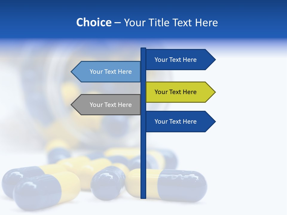 Blue And Yellow Pills Spilling Out Of A Jar PowerPoint Template