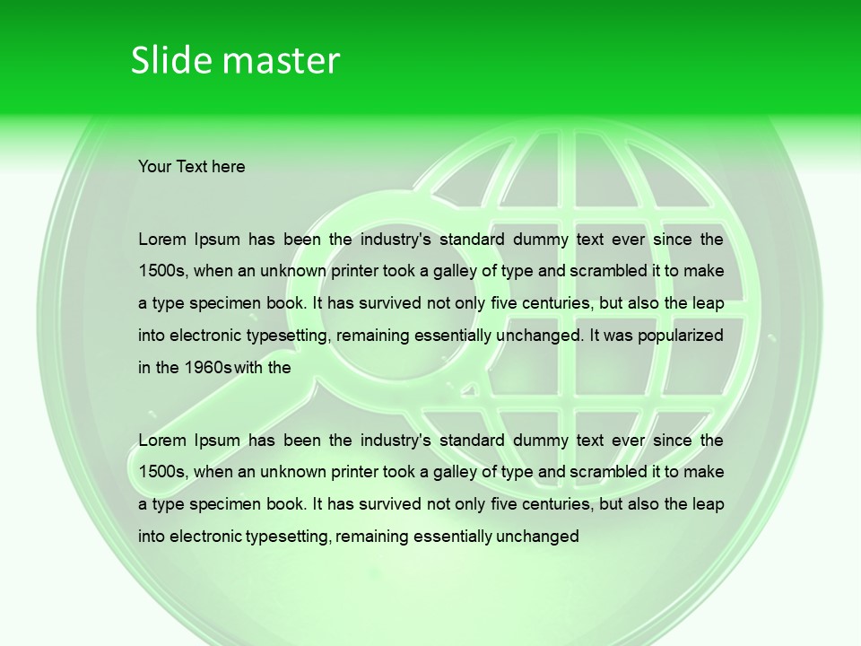 A Green Button With A Magnifying Glass On It PowerPoint Template