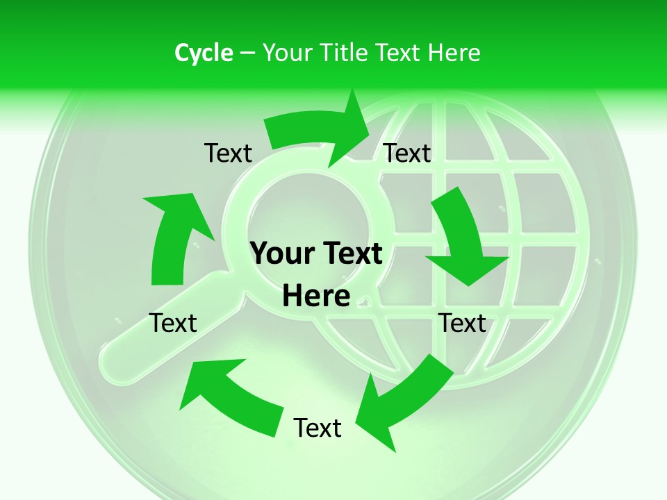 A Green Button With A Magnifying Glass On It PowerPoint Template