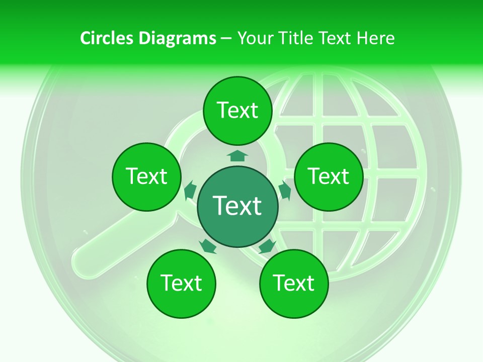 A Green Button With A Magnifying Glass On It PowerPoint Template