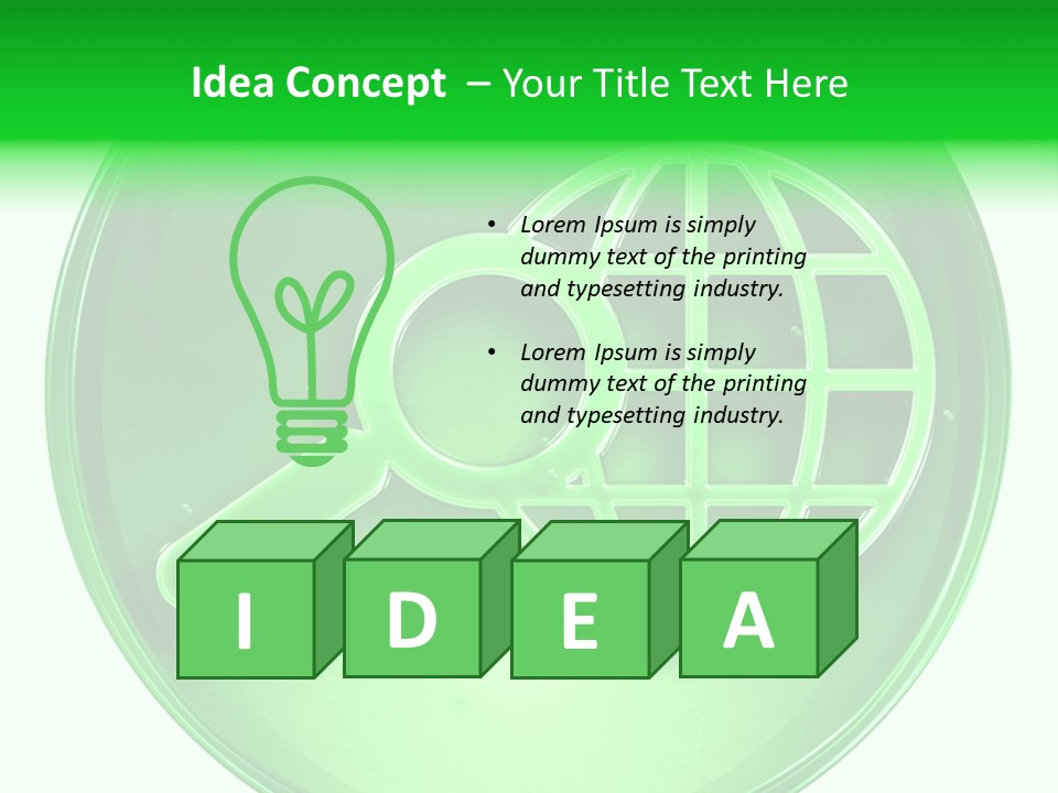 A Green Button With A Magnifying Glass On It PowerPoint Template