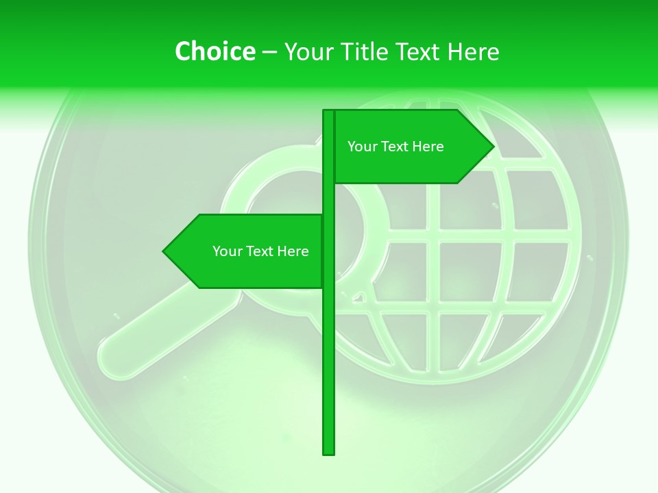 A Green Button With A Magnifying Glass On It PowerPoint Template