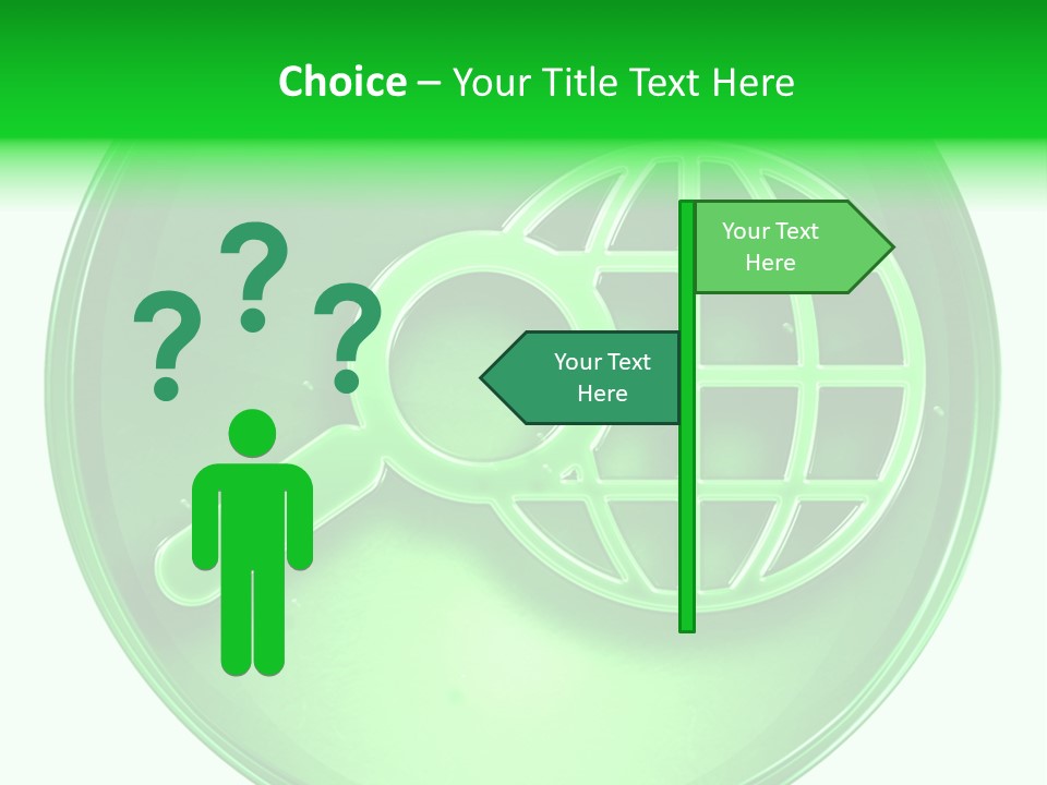 A Green Button With A Magnifying Glass On It PowerPoint Template