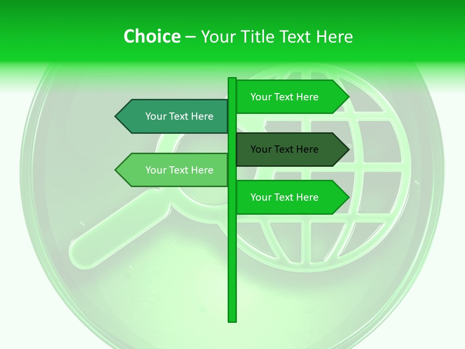 A Green Button With A Magnifying Glass On It PowerPoint Template