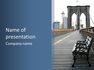 Summer Seat On Brooklyn Bridge, Background Out Of Focus PowerPoint Template