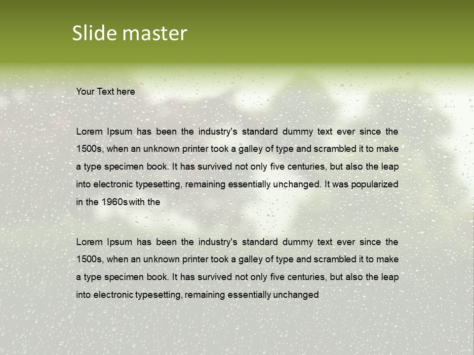 View Of Suburban House Through Window Covered With Raindrops In Spring. PowerPoint Template