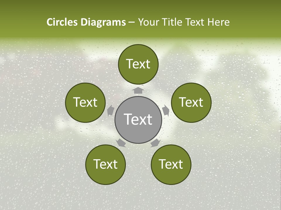 View Of Suburban House Through Window Covered With Raindrops In Spring. PowerPoint Template