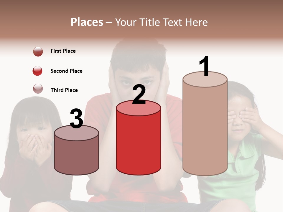 Three Children Do The Old Proverb See No Evil, Speak No Evil, See No Evil. PowerPoint Template