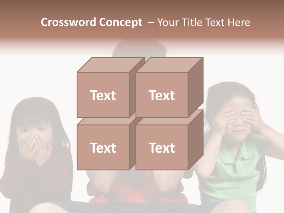 Three Children Do The Old Proverb See No Evil, Speak No Evil, See No Evil. PowerPoint Template