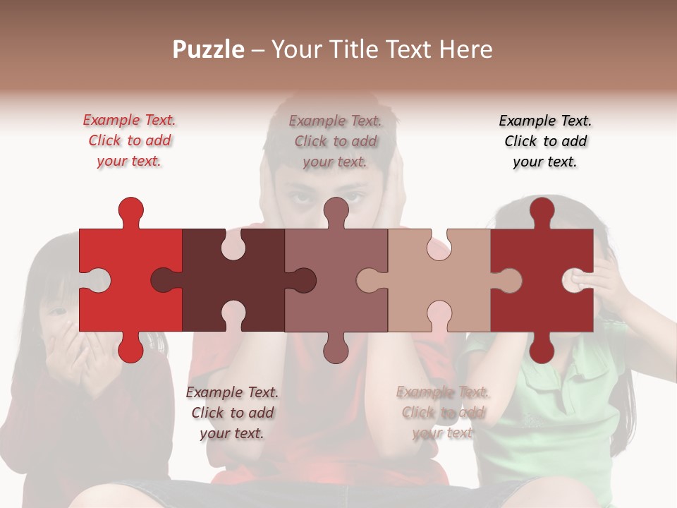 Three Children Do The Old Proverb See No Evil, Speak No Evil, See No Evil. PowerPoint Template