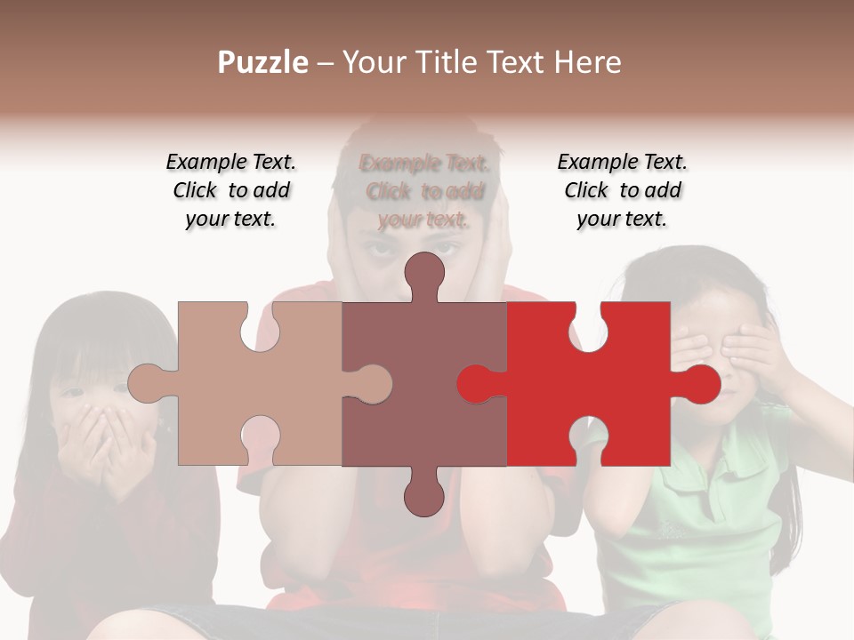 Three Children Do The Old Proverb See No Evil, Speak No Evil, See No Evil. PowerPoint Template