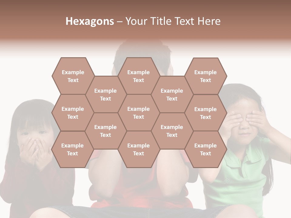 Three Children Do The Old Proverb See No Evil, Speak No Evil, See No Evil. PowerPoint Template