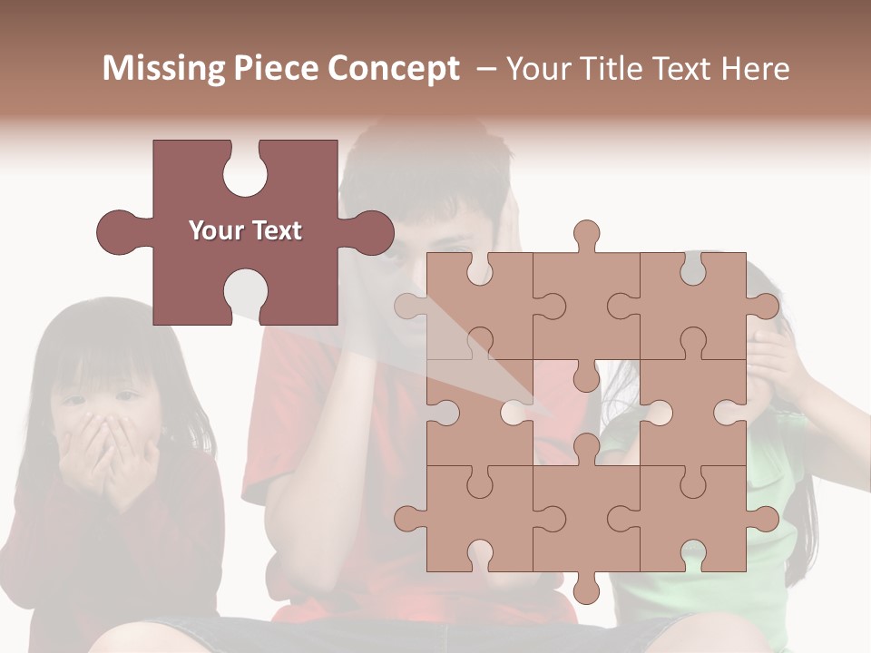 Three Children Do The Old Proverb See No Evil, Speak No Evil, See No Evil. PowerPoint Template