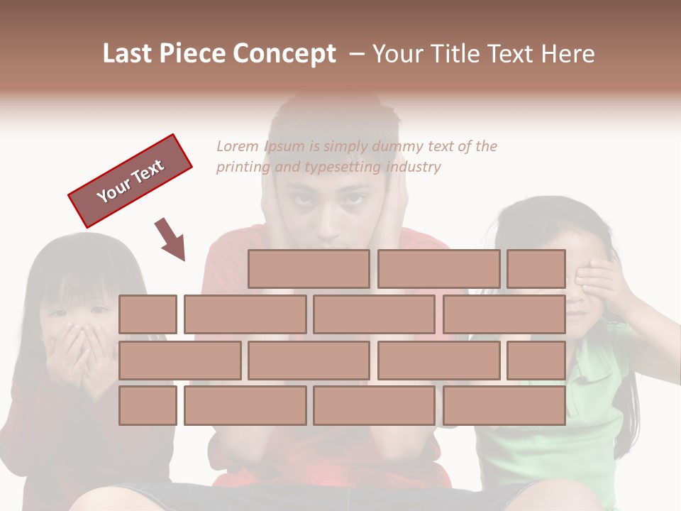 Three Children Do The Old Proverb See No Evil, Speak No Evil, See No Evil. PowerPoint Template