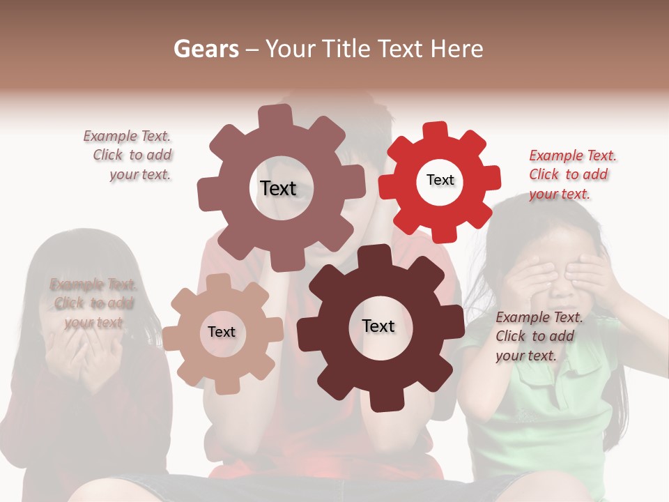 Three Children Do The Old Proverb See No Evil, Speak No Evil, See No Evil. PowerPoint Template