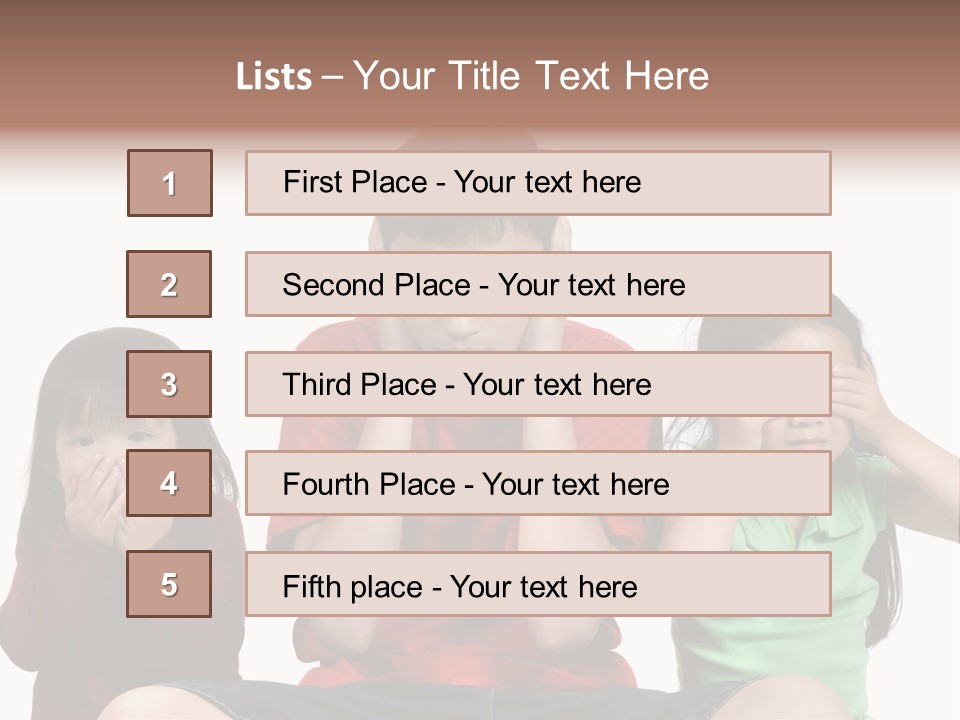 Three Children Do The Old Proverb See No Evil, Speak No Evil, See No Evil. PowerPoint Template