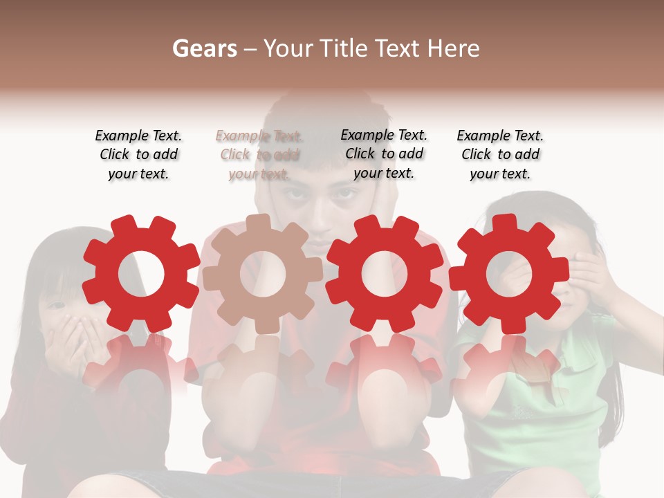 Three Children Do The Old Proverb See No Evil, Speak No Evil, See No Evil. PowerPoint Template