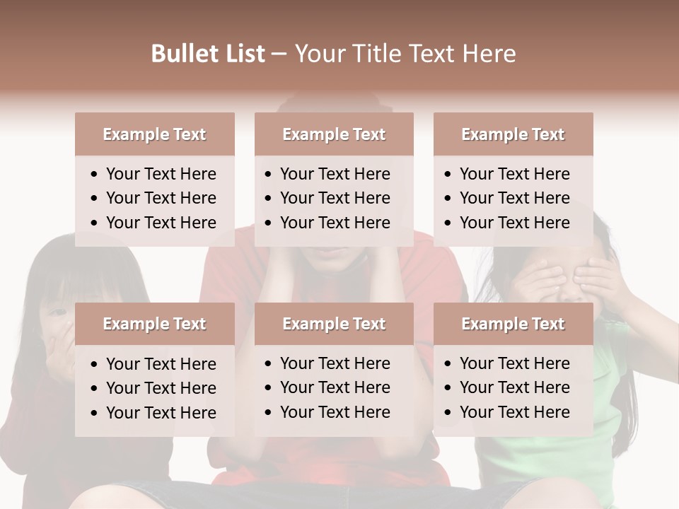 Three Children Do The Old Proverb See No Evil, Speak No Evil, See No Evil. PowerPoint Template