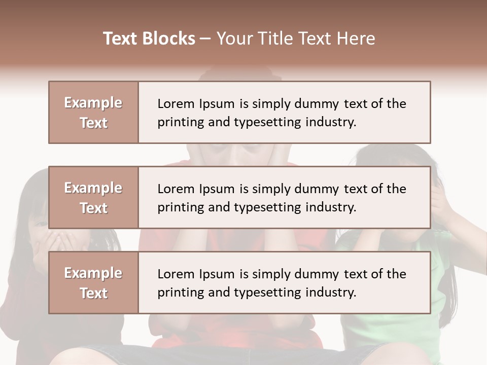 Three Children Do The Old Proverb See No Evil, Speak No Evil, See No Evil. PowerPoint Template
