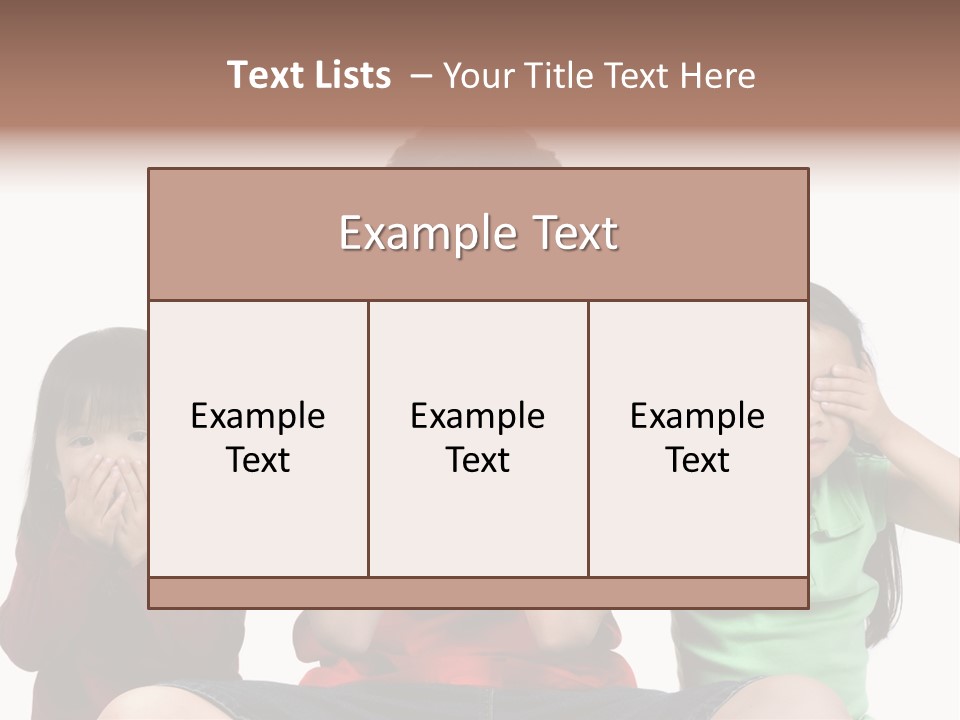 Three Children Do The Old Proverb See No Evil, Speak No Evil, See No Evil. PowerPoint Template