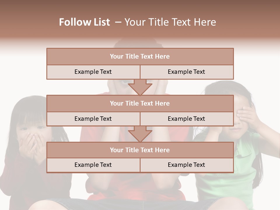 Three Children Do The Old Proverb See No Evil, Speak No Evil, See No Evil. PowerPoint Template