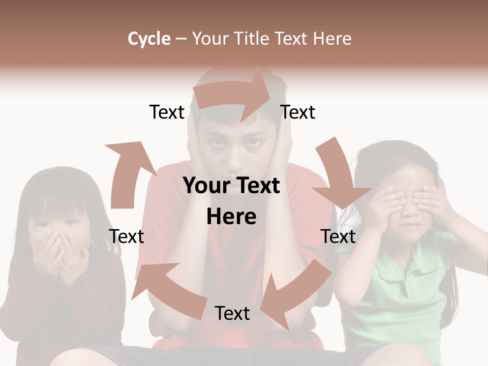 Three Children Do The Old Proverb See No Evil, Speak No Evil, See No Evil. PowerPoint Template