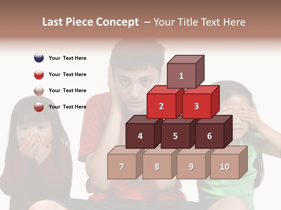 Three Children Do The Old Proverb See No Evil, Speak No Evil, See No Evil. PowerPoint Template