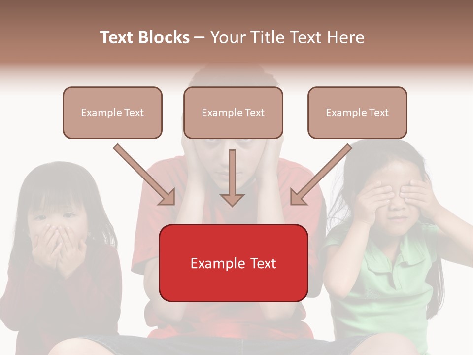 Three Children Do The Old Proverb See No Evil, Speak No Evil, See No Evil. PowerPoint Template