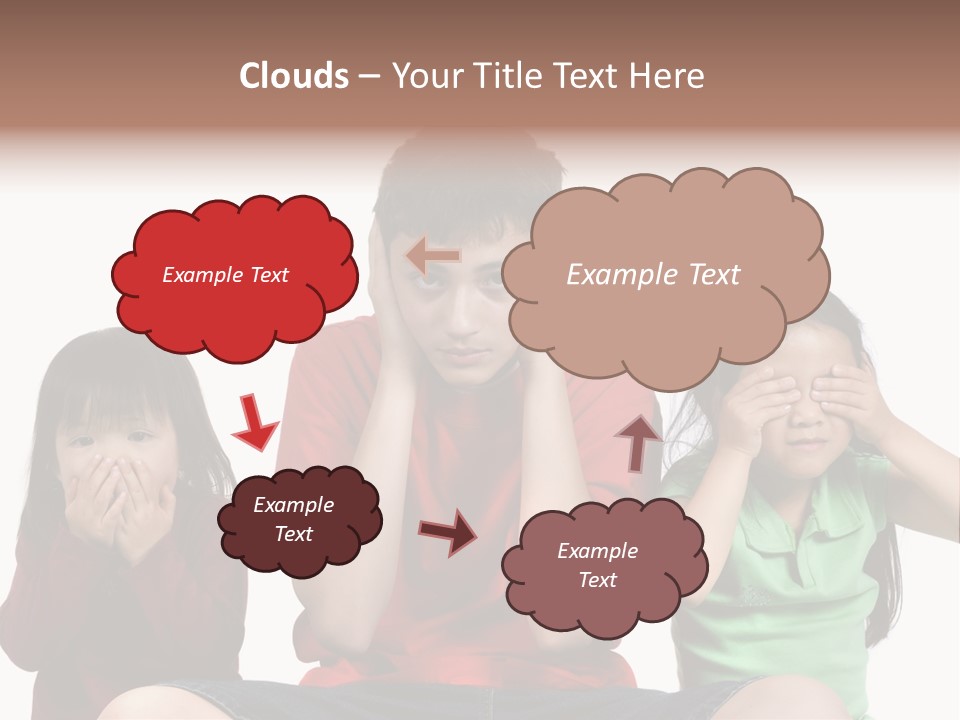 Three Children Do The Old Proverb See No Evil, Speak No Evil, See No Evil. PowerPoint Template