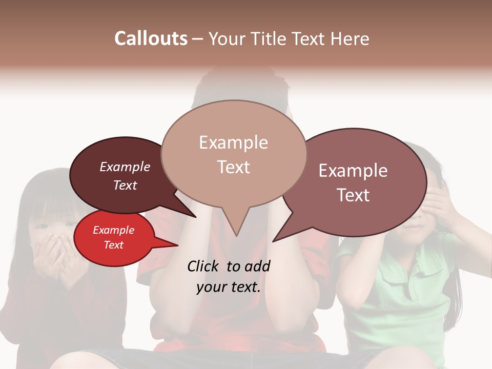 Three Children Do The Old Proverb See No Evil, Speak No Evil, See No Evil. PowerPoint Template