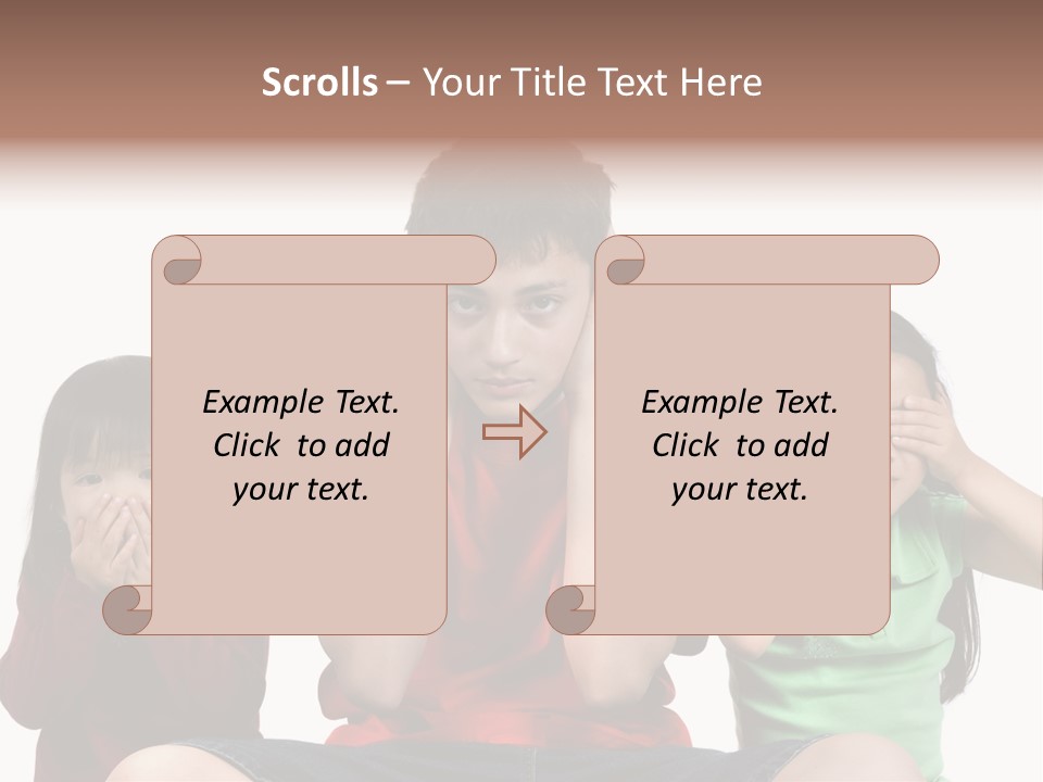 Three Children Do The Old Proverb See No Evil, Speak No Evil, See No Evil. PowerPoint Template