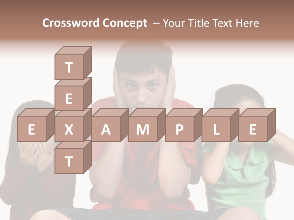 Three Children Do The Old Proverb See No Evil, Speak No Evil, See No Evil. PowerPoint Template