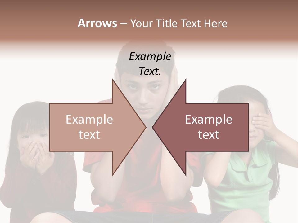 Three Children Do The Old Proverb See No Evil, Speak No Evil, See No Evil. PowerPoint Template