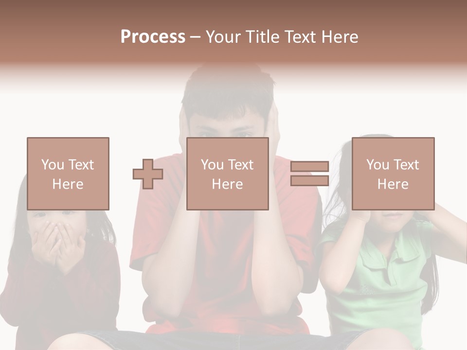 Three Children Do The Old Proverb See No Evil, Speak No Evil, See No Evil. PowerPoint Template