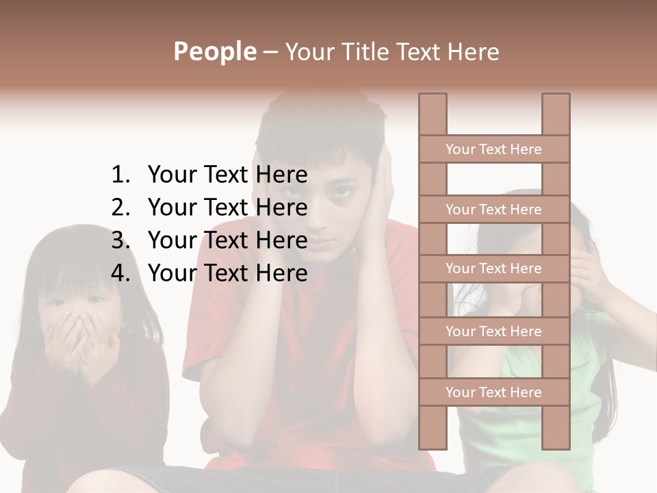 Three Children Do The Old Proverb See No Evil, Speak No Evil, See No Evil. PowerPoint Template