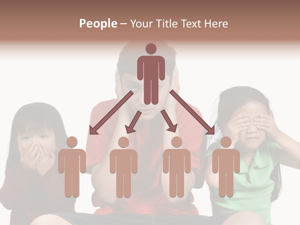 Three Children Do The Old Proverb See No Evil, Speak No Evil, See No Evil. PowerPoint Template