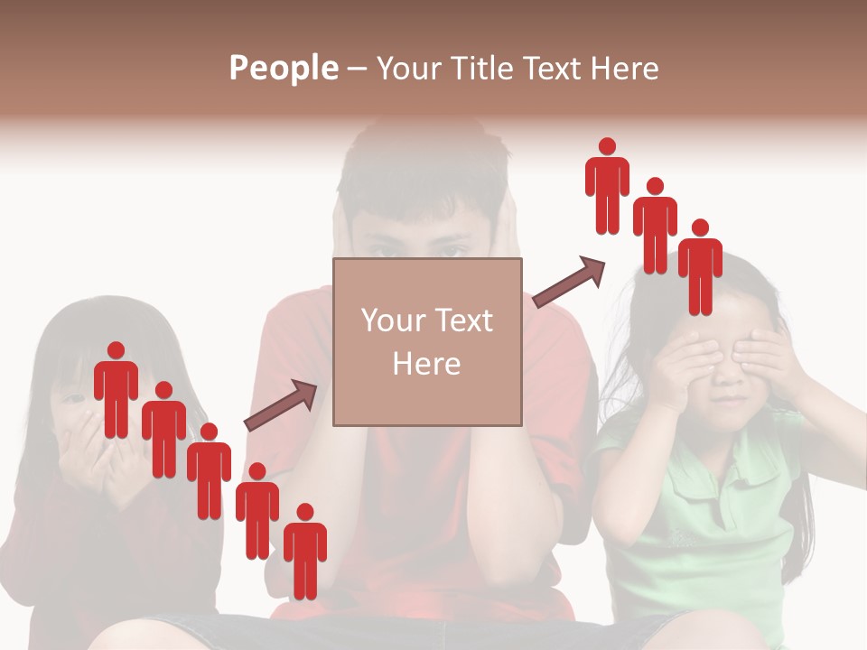 Three Children Do The Old Proverb See No Evil, Speak No Evil, See No Evil. PowerPoint Template